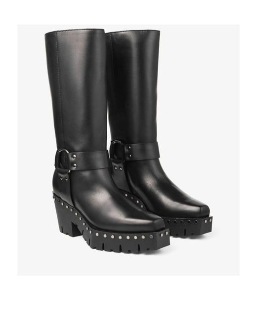 Jimmy Choo Black Studded Strap Boots