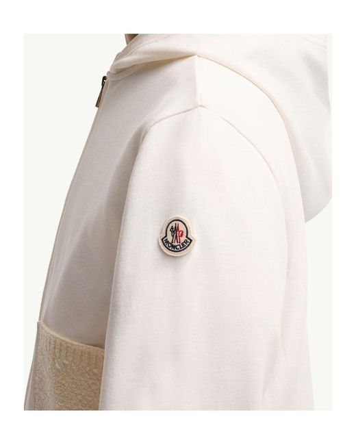 Moncler White Cotton Blend Zip-Up Sweatshirt
