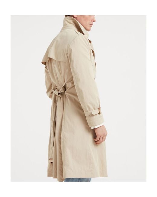 Brunello Cucinelli Blue Lapel Long-Sleeved Coat for men