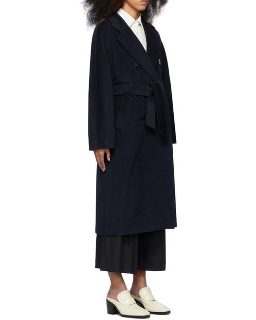 Max Mara Blue Madame Double-Breasted Belted Coat