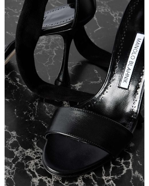 Manolo Blahnik Black Round Toe High Heel Sandals