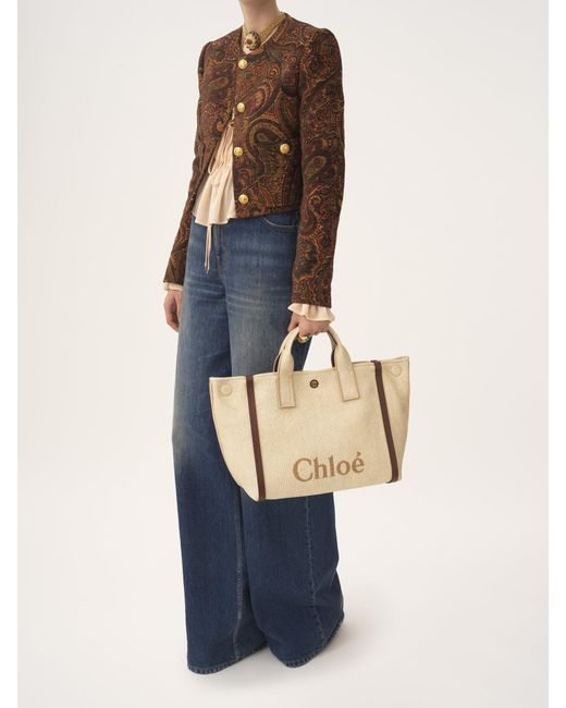 Chloé Natural Chloé Carry Logo Detailed Tote Bag