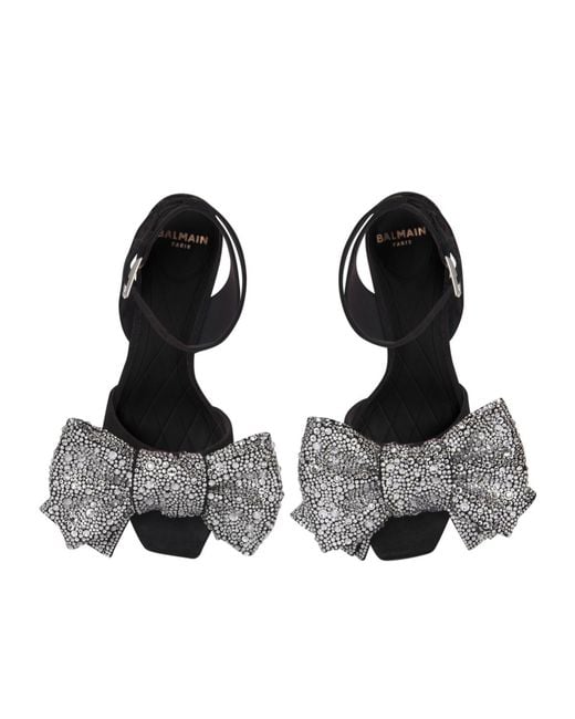 Balmain Black Suede Ruby Heels With Rhinestone Bows