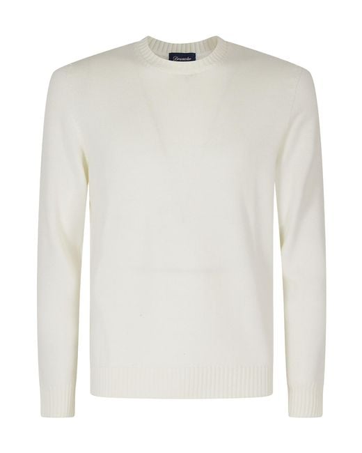 Drumohr White Long-Sleeved Crew-Neck Shirt for men