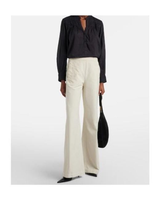 Nili Lotan White Reed Cotton Wide-Leg Pants