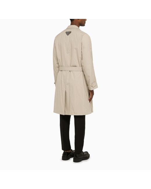 Prada Natural Long-Sleeved Belted Coat for men