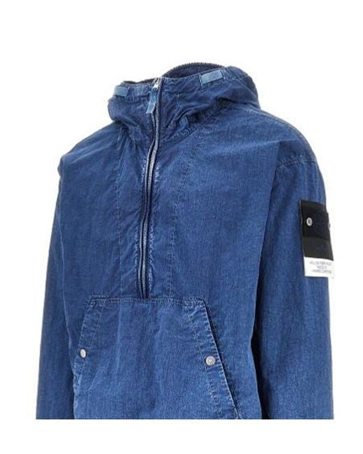 Stone Island Blue Half Zipped Jacket for men