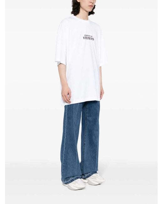 Vetements White Logo-Print Cotton T-Shirt for men
