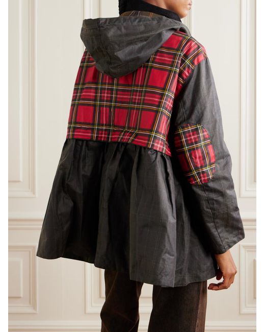 Barbour Gray Ganni Plaid Hooded Jacket
