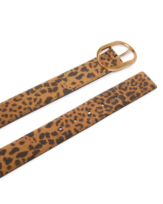 Pinko White Leopard Printed Buckled Belt