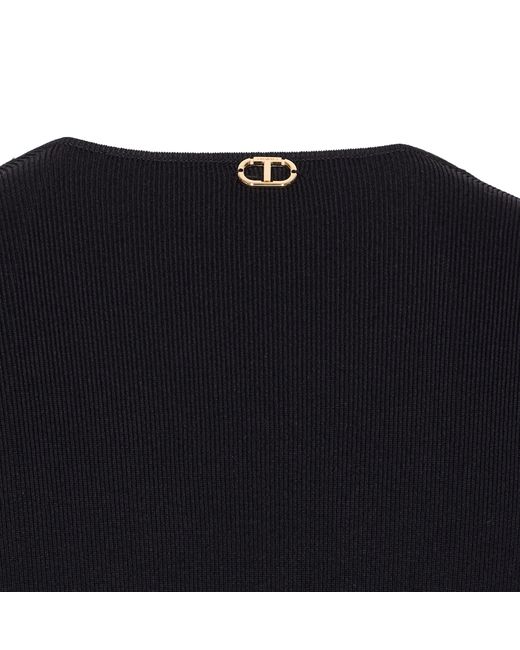 Twinset Black Flared Neck Dress