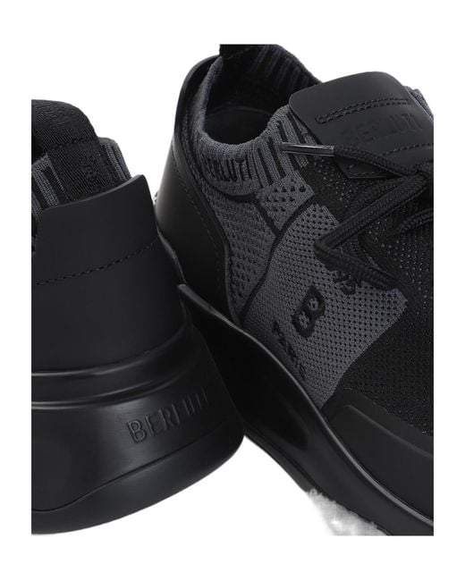 Berluti Black Round-Head Sneakers for men