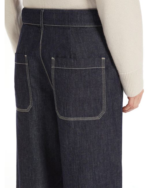 Max Mara Blue 'S High Waist Wide Leg Jeans