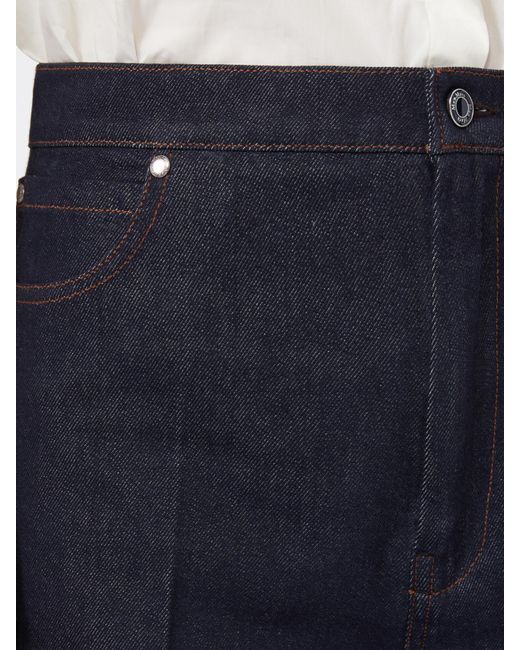 Max Mara Blue Button Detailed Wide-Leg Jeans