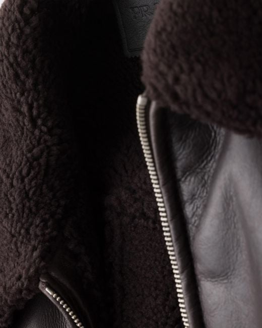 Prada Black Leather And Shearling Jacket for men