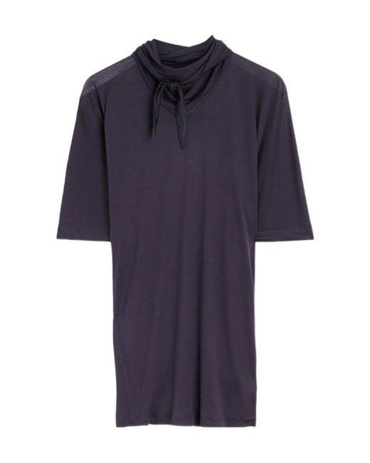 Lemaire Blue Short Sleeved Scarf Detailed Blouse