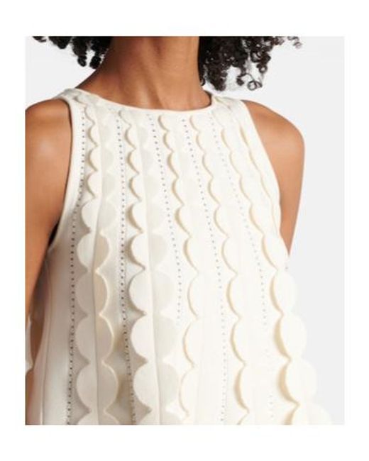 Oscar de la Renta White Abstract Brushstroke Midi Dress