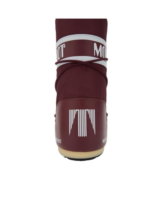 Moon Boot Red Logo-Band Lace-Up Boots