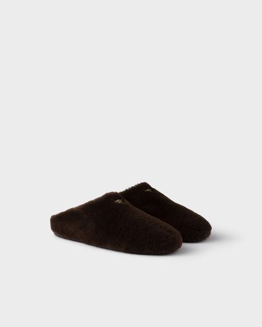 Prada Brown Triangle-Logo Mules