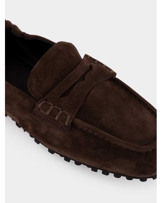 Officine Creative Brown Travis Suede Loafers for men