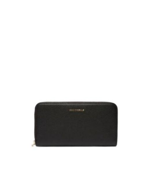 Coccinelle Black Logo Lettering Zipped Wallet