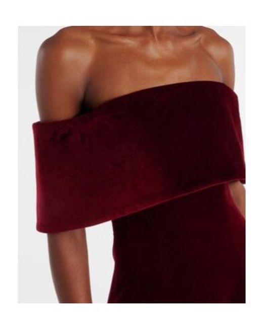 Emilia Wickstead Red Carita Off-Shoulder Cotton Velvet Midi Dress