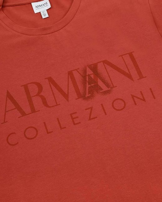 Armani Collezioni Red Logo Printed T-Shirt for men