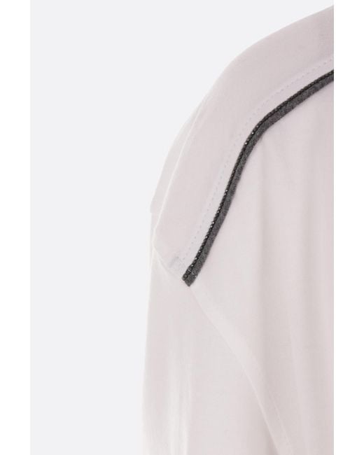 Brunello Cucinelli White Monili Embroidered Crewneck T-Shirt