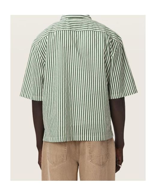 AllSaints Green Chopin Boxy Short Sleeve Striped Shirt for men