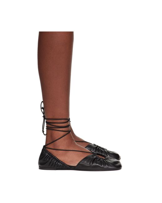 Lanvin Brown Mesure Lace-Up Leather Ballet Flats