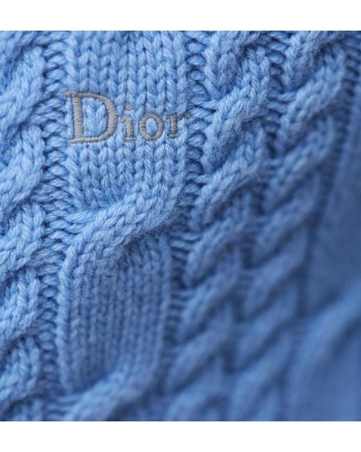 Dior Blue Homme Cable Knitted Jumper for men