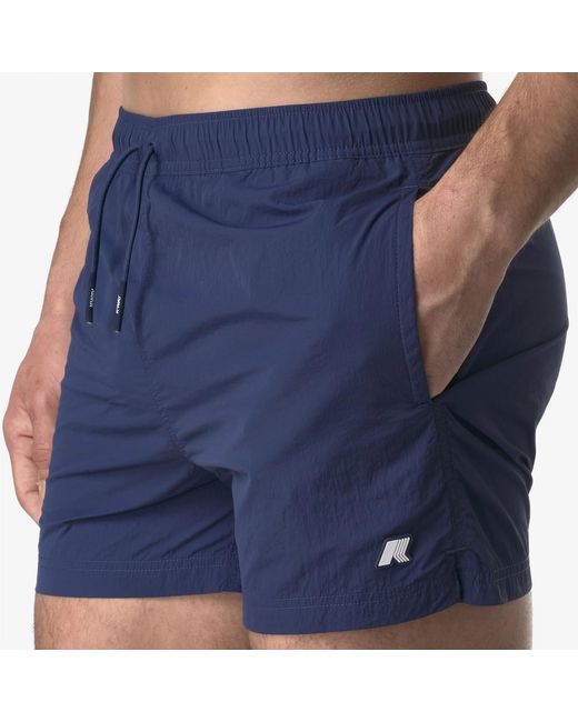 K-Way Blue Logo-Patch Drawstring Swim Shorts for men