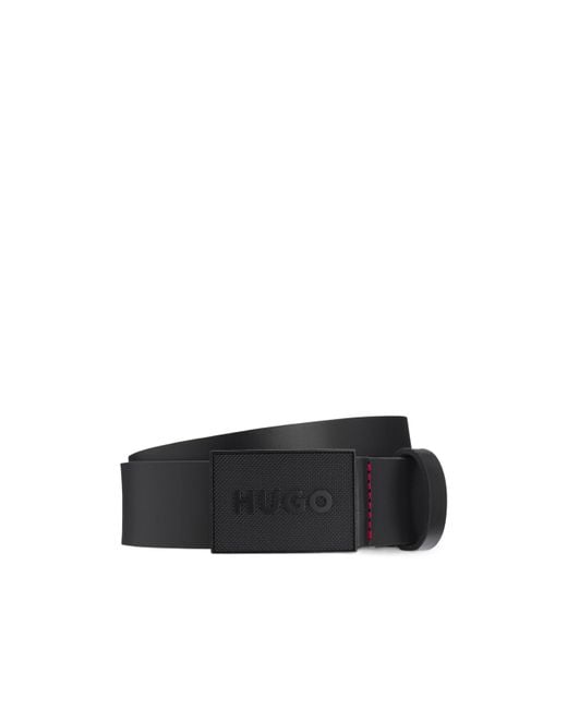 Boss Black Belt With Plaque Buckle for men