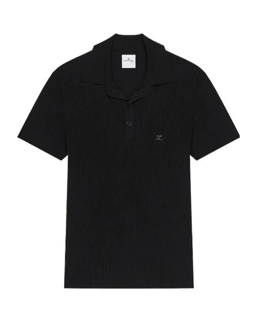 Courreges Black Knitted Polo Shirt for men