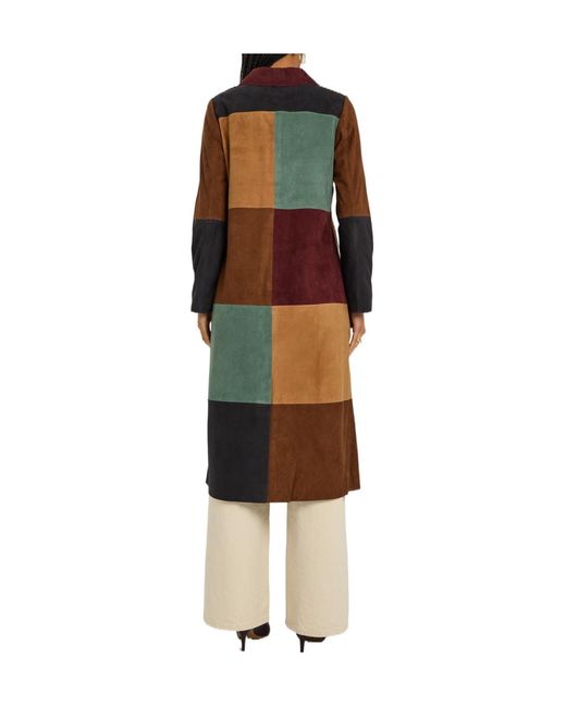 Rixo Multicolor Patchwork Suede Coat