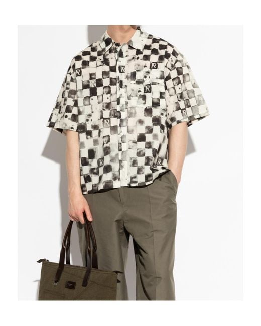 Represent White Checkerboard-Print Short-Sleeve Shirt for men