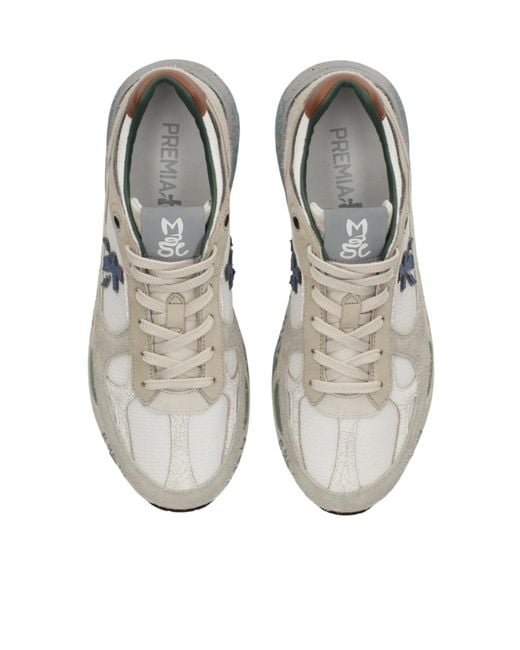 Premiata White Mase Panelled Sneakers for men