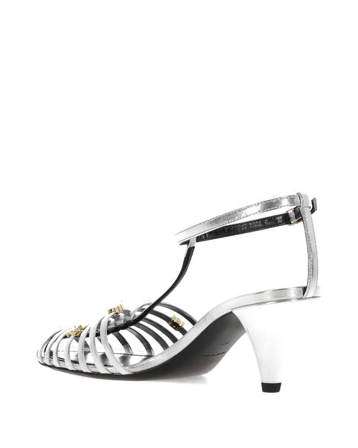Céline White Cage Heeled Sandal
