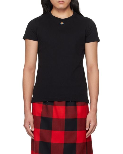 Vivienne Westwood Black Orb Logo-Embroidered Crewneck T-Shirt for men