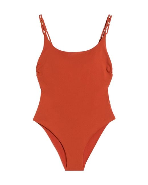 Max Mara Red Jersey Racer-Back Swimsuit