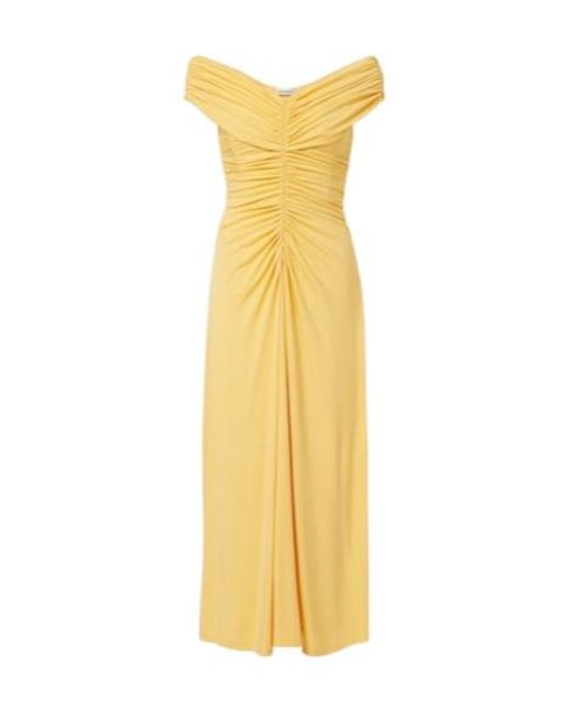 Jonathan Simkhai Yellow Sheyda Ruched Jersey Midi Dress