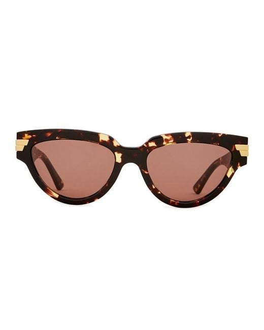 Bottega Veneta White Tortoiseshell Cat-Eye Sunglasses