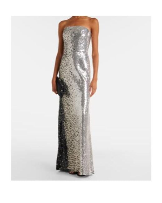 Jenny Packham Gray Caron Sequined Strapless Gown