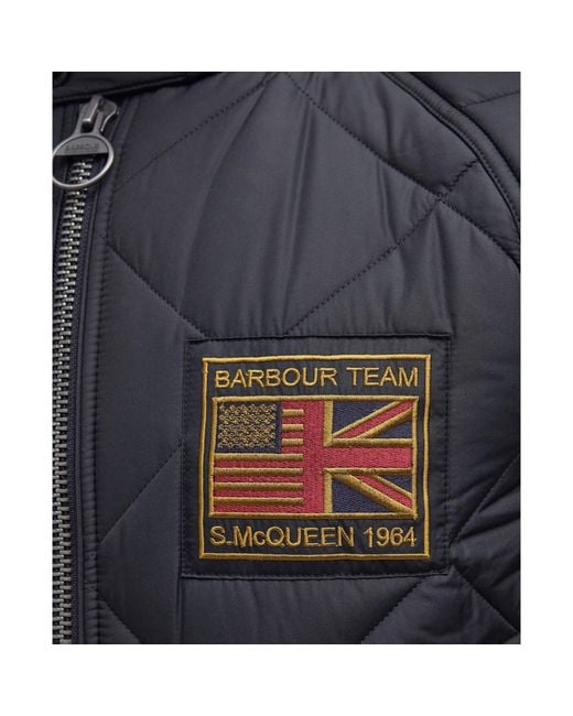 Barbour Blue Diamond-Quilted Cropped Jacket for men