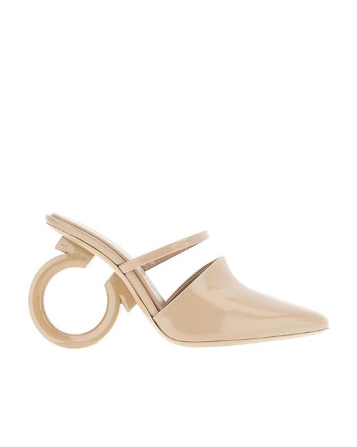 Ferragamo Natural Ferragamo Elina Heeled Mules