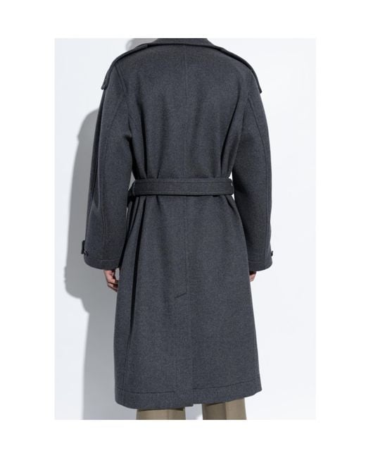 Bottega Veneta Blue Belted Double Breasted Coat for men