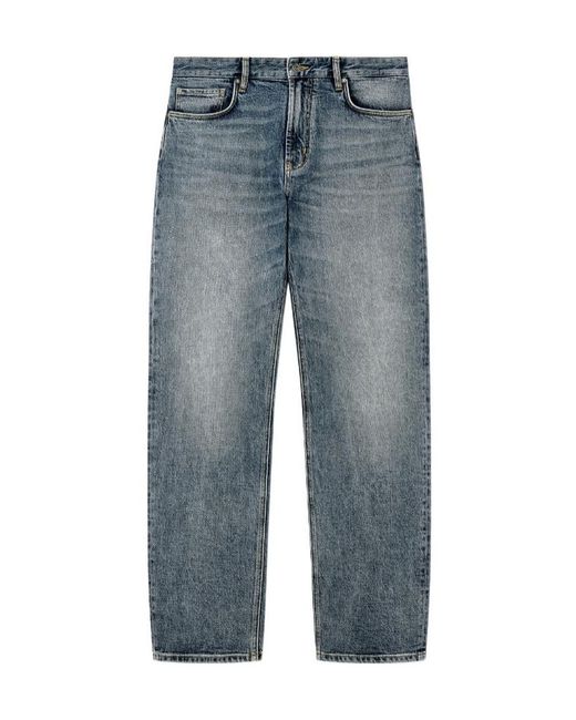 Emporio Armani Blue Five-Pocket Denim Jeans Regular Fit With Whiskering for men