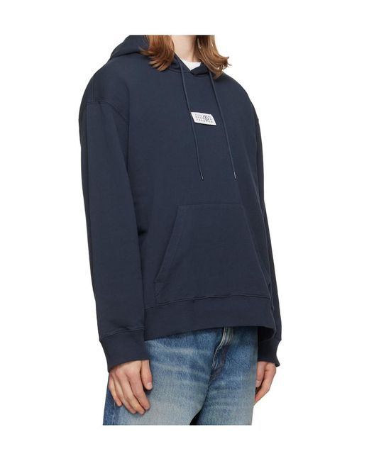 MM6 by Maison Margiela Blue Unbrushed Cotton Hoodie for men