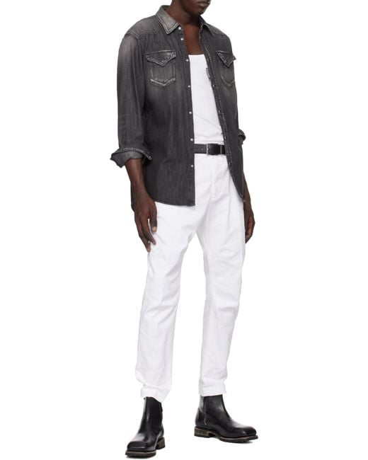 DSquared² Black Distressed Denim Shirt for men