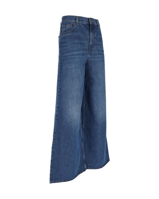 Chloé Blue Chloé Logo Patch Wide-Leg Jeans